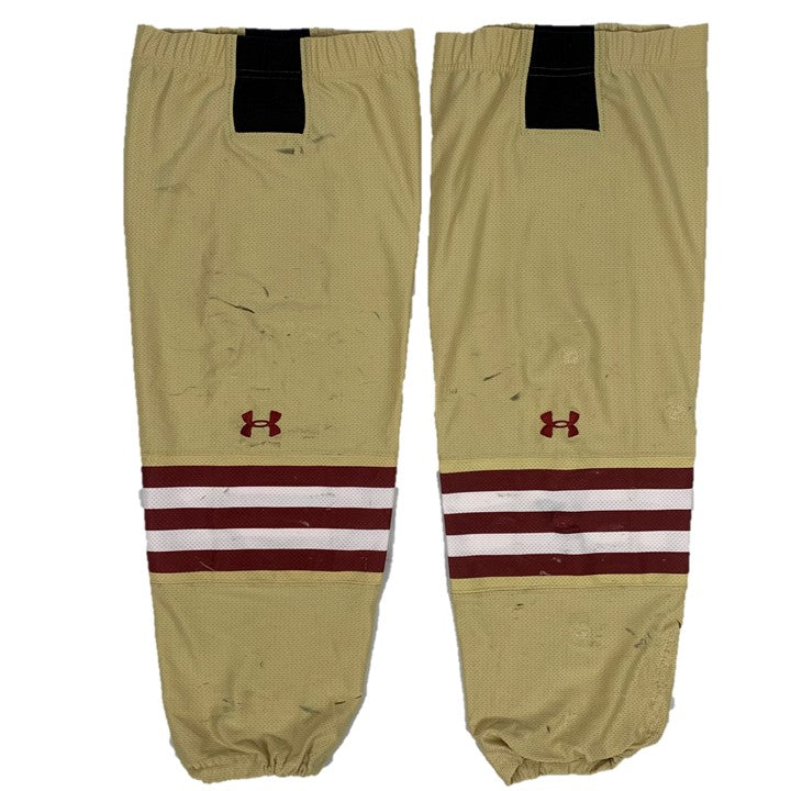 NCAA - Chaussettes de hockey Under Armour d'occasion (or/marron/blanc)